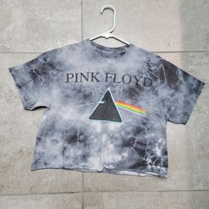 Pink Floyd cropped tie dye band tee
